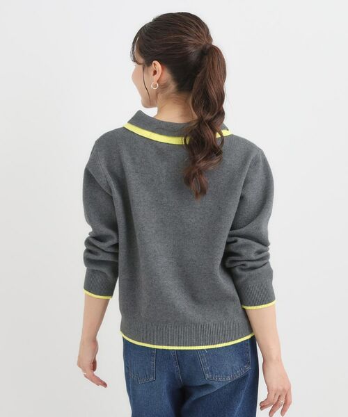 SHOO・LA・RUE / シューラルー ニット・セーター | 【S-LL】2枚襟配色のポロニット | 詳細6