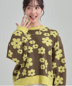 SHOO・LA・RUE / シューラルー ニット・セーター | 【S-LL】レトロ可愛い デイジー柄 総柄ニット