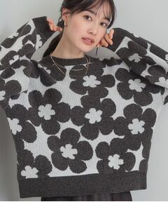 SHOO・LA・RUE / シューラルー ニット・セーター | 【S-LL】レトロ可愛い デイジー柄 総柄ニット