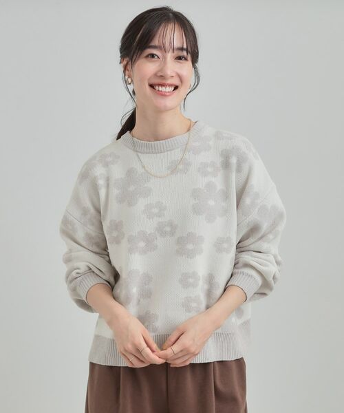 SHOO・LA・RUE / シューラルー ニット・セーター | 【S-LL】レトロ可愛い デイジー柄 総柄ニット | 詳細1