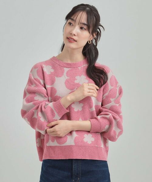 SHOO・LA・RUE / シューラルー ニット・セーター | 【S-LL】レトロ可愛い デイジー柄 総柄ニット | 詳細13