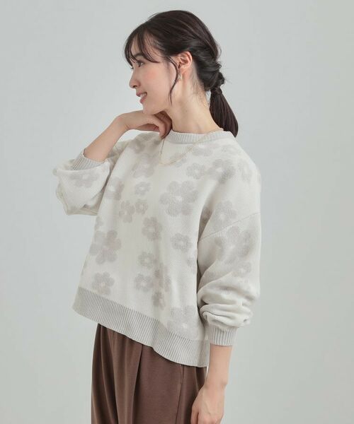 SHOO・LA・RUE / シューラルー ニット・セーター | 【S-LL】レトロ可愛い デイジー柄 総柄ニット | 詳細2