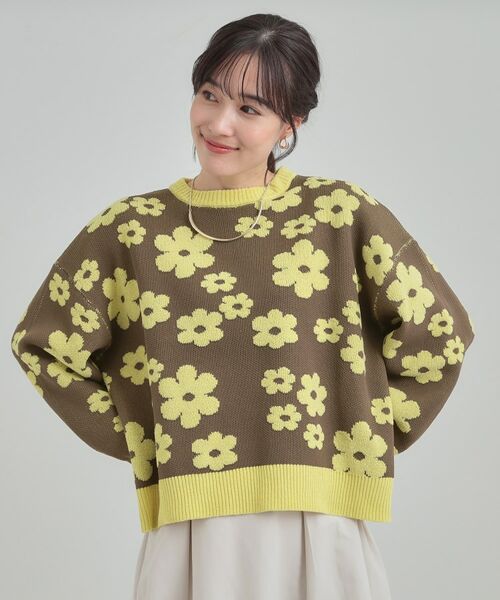 SHOO・LA・RUE / シューラルー ニット・セーター | 【S-LL】レトロ可愛い デイジー柄 総柄ニット | 詳細5