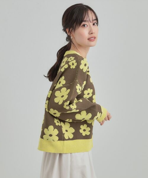 SHOO・LA・RUE / シューラルー ニット・セーター | 【S-LL】レトロ可愛い デイジー柄 総柄ニット | 詳細6