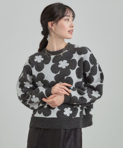 SHOO・LA・RUE / シューラルー ニット・セーター | 【S-LL】レトロ可愛い デイジー柄 総柄ニット | 詳細9