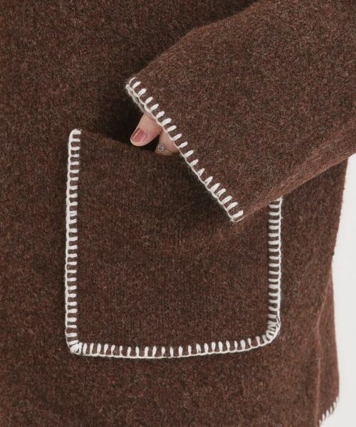 SHOO・LA・RUE / シューラルー カーディガン・ボレロ | 配色ステッチがポイント 襟付きジップニットカーディガン | 詳細14