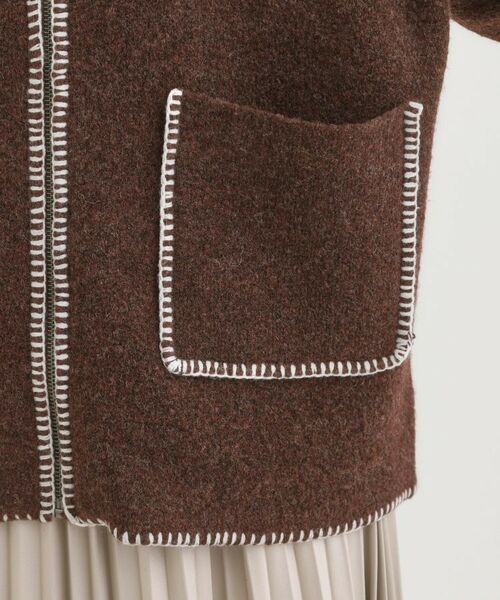 SHOO・LA・RUE / シューラルー カーディガン・ボレロ | 配色ステッチがポイント 襟付きジップニットカーディガン | 詳細15