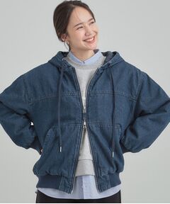 SHOO・LA・RUE / シューラルー レザーブルゾン・ジャケット | デニム中綿フーディーブルゾン