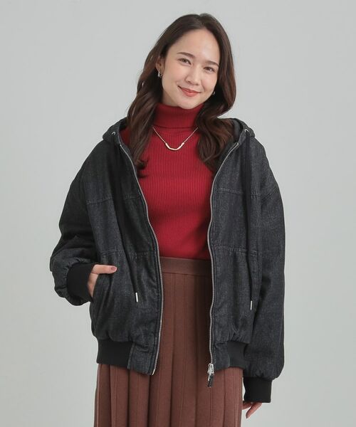 SHOO・LA・RUE / シューラルー レザーブルゾン・ジャケット | デニム中綿フーディーブルゾン | 詳細1