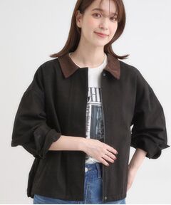 SHOO・LA・RUE / シューラルー レザーブルゾン・ジャケット | 配色衿 ヘリンボーンカバーオール