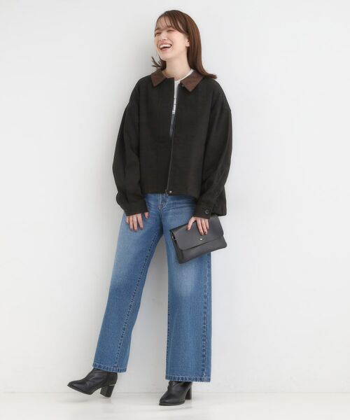 SHOO・LA・RUE / シューラルー レザーブルゾン・ジャケット | 配色衿 ヘリンボーンカバーオール | 詳細3