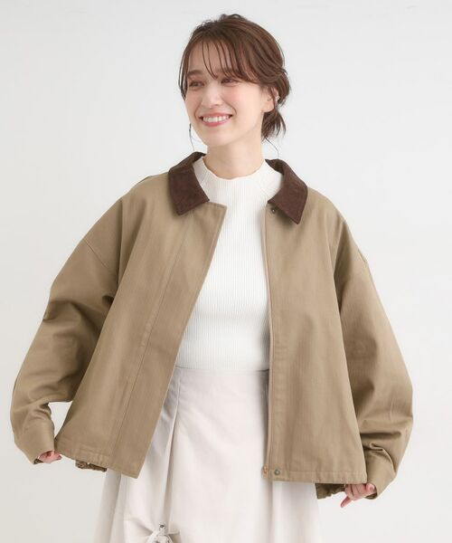 SHOO・LA・RUE / シューラルー レザーブルゾン・ジャケット | 配色衿 ヘリンボーンカバーオール | 詳細5