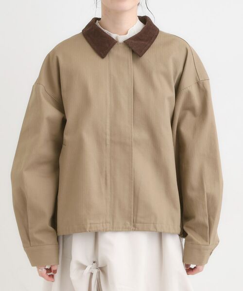 SHOO・LA・RUE / シューラルー レザーブルゾン・ジャケット | 配色衿 ヘリンボーンカバーオール | 詳細9