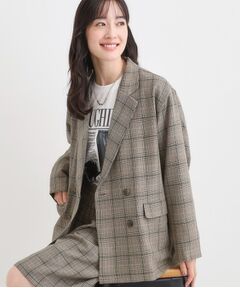 SHOO・LA・RUE / シューラルー テーラードジャケット | 【セットアップ可】チェック柄 ダブルブレストテーラードゆるジャケット