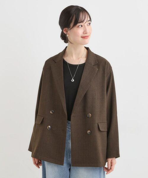 SHOO・LA・RUE / シューラルー テーラードジャケット | 【セットアップ可】チェック柄 ダブルブレストテーラードゆるジャケット | 詳細1