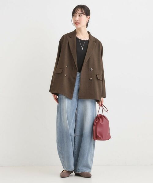 SHOO・LA・RUE / シューラルー テーラードジャケット | 【セットアップ可】チェック柄 ダブルブレストテーラードゆるジャケット | 詳細3