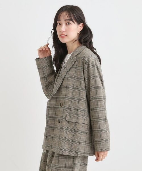 SHOO・LA・RUE / シューラルー テーラードジャケット | 【セットアップ可】チェック柄 ダブルブレストテーラードゆるジャケット | 詳細6