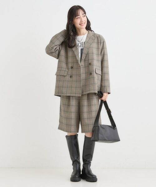 SHOO・LA・RUE / シューラルー テーラードジャケット | 【セットアップ可】チェック柄 ダブルブレストテーラードゆるジャケット | 詳細7