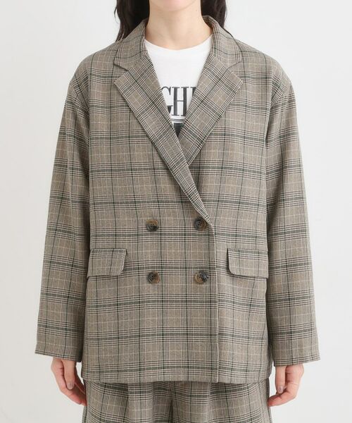 SHOO・LA・RUE / シューラルー テーラードジャケット | 【セットアップ可】チェック柄 ダブルブレストテーラードゆるジャケット | 詳細9