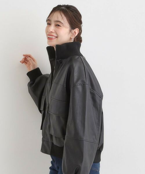 SHOO・LA・RUE / シューラルー レザーブルゾン・ジャケット | レザー調リブブルゾン | 詳細1