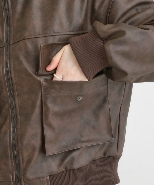 SHOO・LA・RUE / シューラルー レザーブルゾン・ジャケット | レザー調リブブルゾン | 詳細14