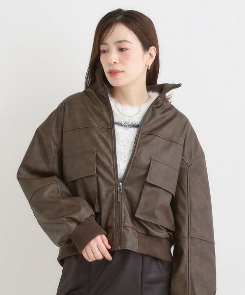 SHOO・LA・RUE / シューラルー レザーブルゾン・ジャケット | レザー調リブブルゾン | 詳細4