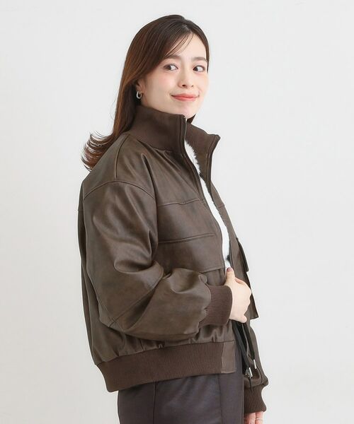 SHOO・LA・RUE / シューラルー レザーブルゾン・ジャケット | レザー調リブブルゾン | 詳細5