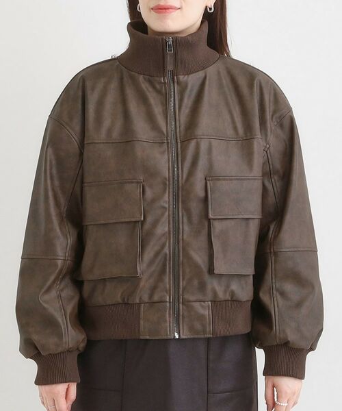 SHOO・LA・RUE / シューラルー レザーブルゾン・ジャケット | レザー調リブブルゾン | 詳細8