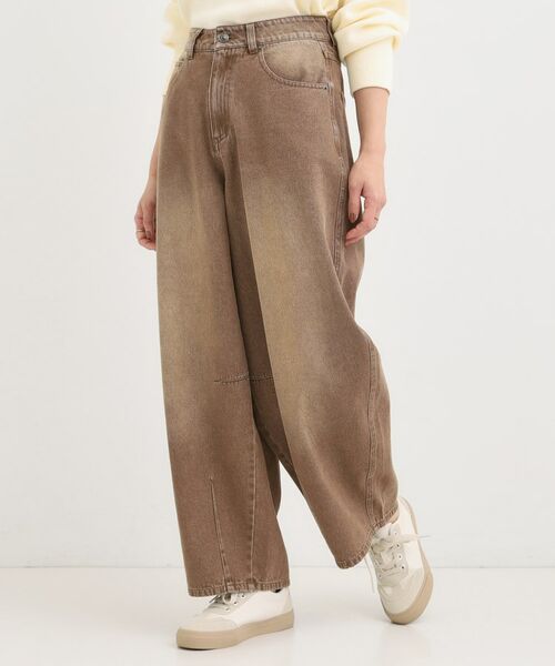 SHOO・LA・RUE/シューラルー 【S-LL】立体カーブデニムパンツ ブラウン(043) 03(L) SHOO・LA・RUE/シューラルー 【S-LL】立体カーブデニムパンツ ブラウン(043) 03(L)