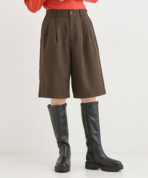 SHOO・LA・RUE / シューラルー ショート・ハーフ・半端丈パンツ | 【セットアップ可】チェック柄タックハーフパンツ(ブラウン(243))