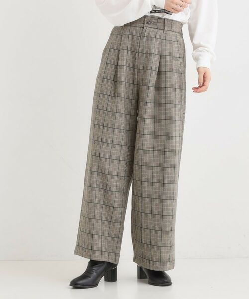 SHOO・LA・RUE / シューラルー パンツ | 【セットアップ可】チェック柄タックワイドパンツ | 詳細1