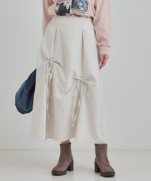 SHOO・LA・RUE / シューラルー ロング・マキシ丈スカート | リボンタック ピーチ起毛 フレアスカート | 詳細1
