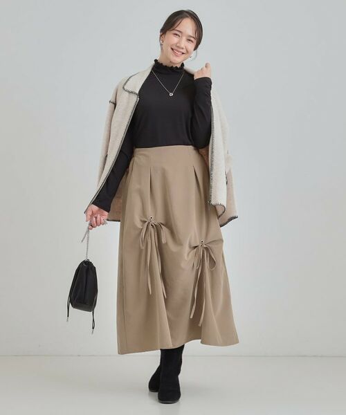 SHOO・LA・RUE / シューラルー ロング・マキシ丈スカート | リボンタック ピーチ起毛 フレアスカート | 詳細11