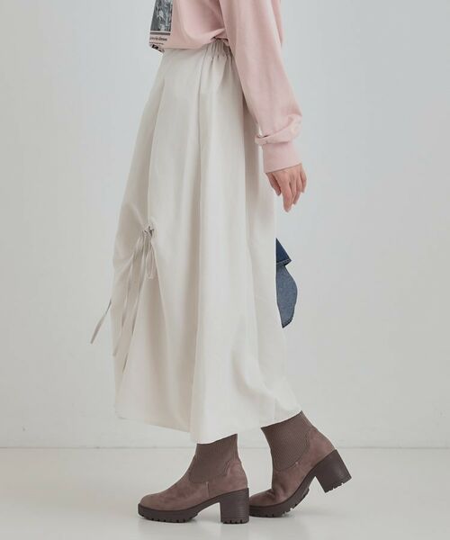 SHOO・LA・RUE / シューラルー ロング・マキシ丈スカート | リボンタック ピーチ起毛 フレアスカート | 詳細2
