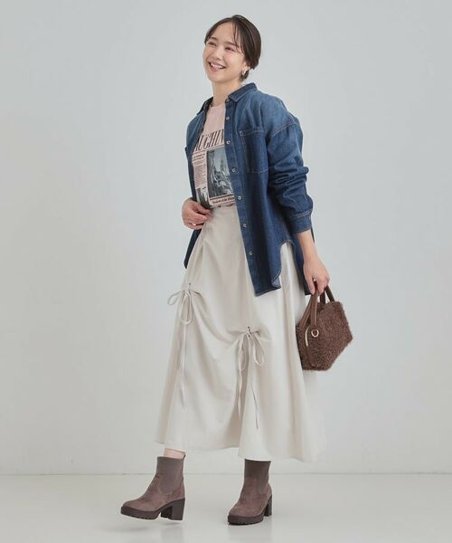 SHOO・LA・RUE / シューラルー ロング・マキシ丈スカート | リボンタック ピーチ起毛 フレアスカート | 詳細3