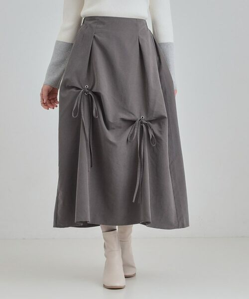 SHOO・LA・RUE / シューラルー ロング・マキシ丈スカート | リボンタック ピーチ起毛 フレアスカート | 詳細5