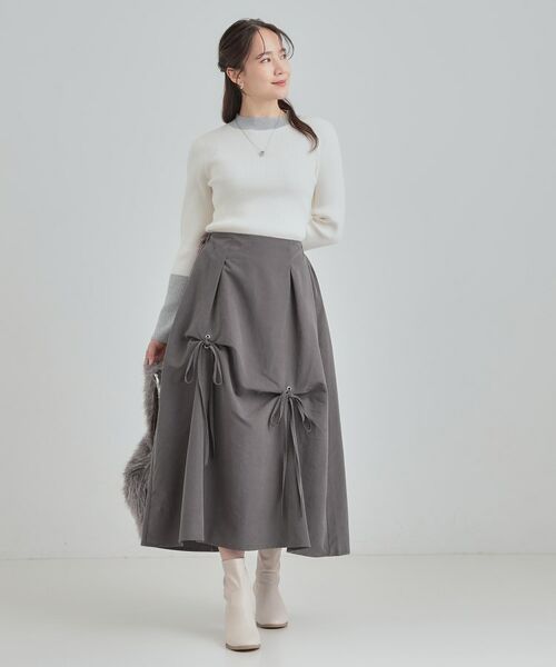 SHOO・LA・RUE / シューラルー ロング・マキシ丈スカート | リボンタック ピーチ起毛 フレアスカート | 詳細7