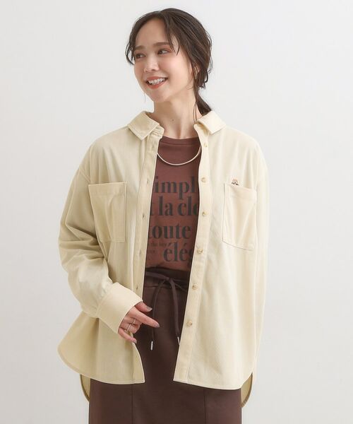 SHOO・LA・RUE / シューラルー シャツ・ブラウス | 【旭山動物園応援商品】ワンポイント刺繍 コーデュロイシャツ | 詳細1