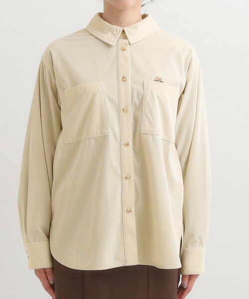 SHOO・LA・RUE / シューラルー シャツ・ブラウス | 【旭山動物園応援商品】ワンポイント刺繍 コーデュロイシャツ | 詳細9