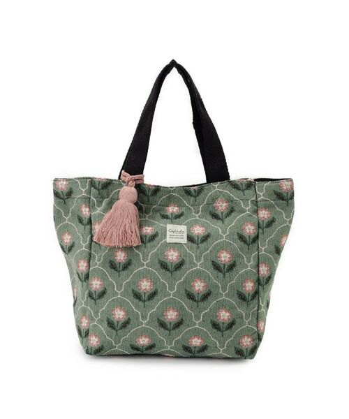 SHOO・LA・RUE / シューラルー トートバッグ | インド製ジャカードランチトートバッグ(グリーン(422))