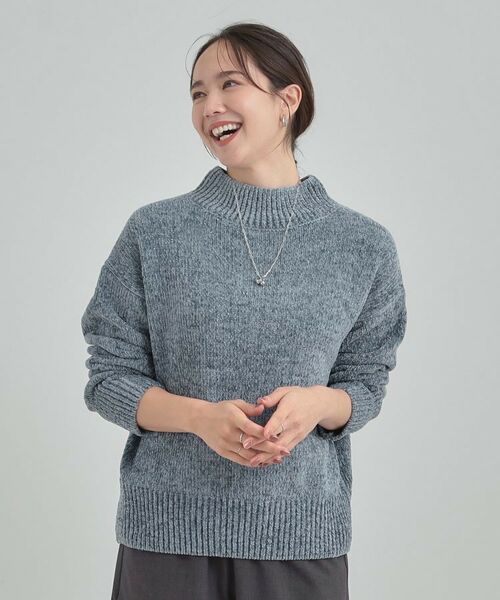 SHOO・LA・RUE / シューラルー ニット・セーター | 【S-LL】ほんのりラメで女性らしい ベロアモールモックネックニット | 詳細5