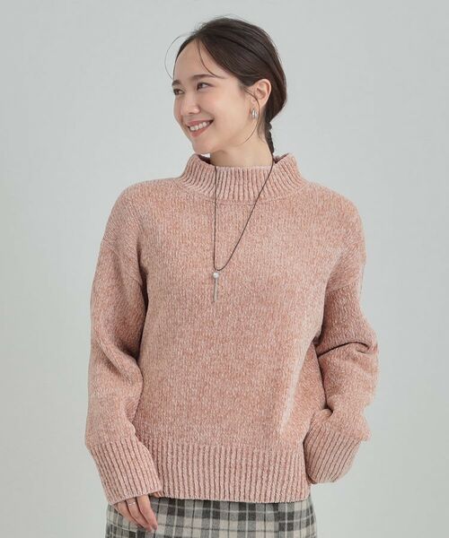 SHOO・LA・RUE / シューラルー ニット・セーター | 【S-LL】ほんのりラメで女性らしい ベロアモールモックネックニット | 詳細9