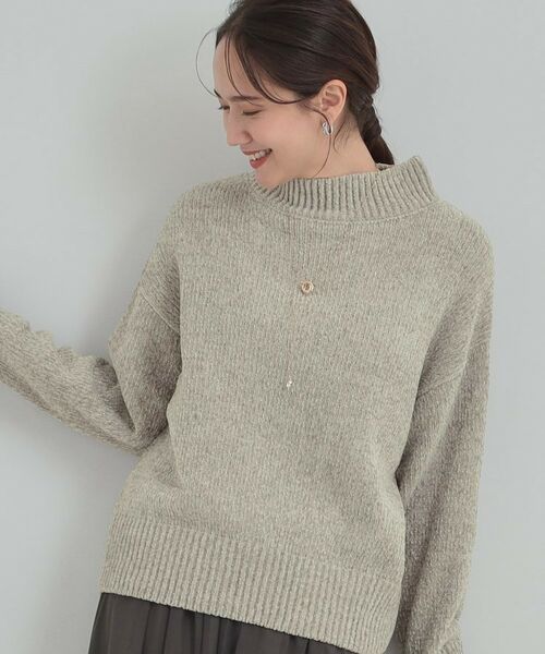 SHOO・LA・RUE / シューラルー ニット・セーター | 【S-LL】ほんのりラメで女性らしい ベロアモールモックネックニット(ライトグレー(011))