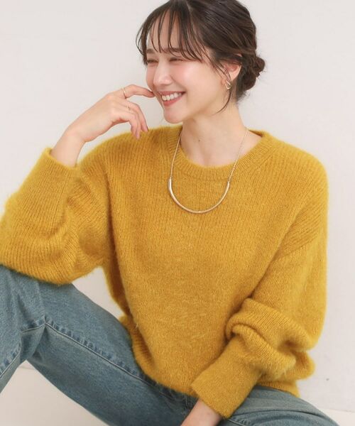 SHOO・LA・RUE / シューラルー ニット・セーター | 【S-LL/ゆったり】ふわふわシャギー 大人レディなニット(イエロー(032))