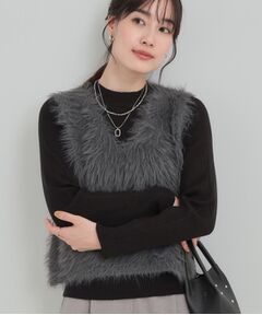 SHOO・LA・RUE / シューラルー その他トップス | 【S-LL/2点セット】着るだけでコーデが決まる フェザーベスト×リブニット