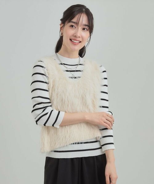 SHOO・LA・RUE / シューラルー その他トップス | 【S-LL/2点セット】着るだけでコーデが決まる フェザーベスト×リブニット | 詳細1