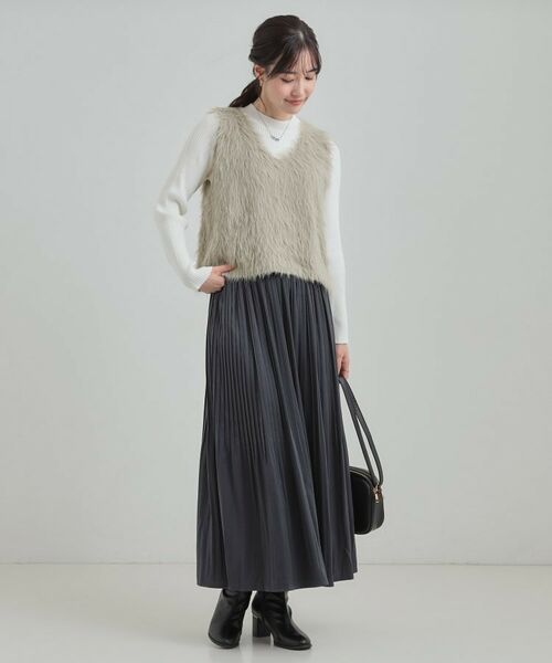 SHOO・LA・RUE / シューラルー その他トップス | 【S-LL/2点セット】着るだけでコーデが決まる フェザーベスト×リブニット | 詳細15