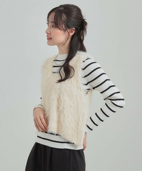 SHOO・LA・RUE / シューラルー その他トップス | 【S-LL/2点セット】着るだけでコーデが決まる フェザーベスト×リブニット | 詳細2