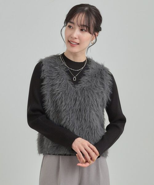 SHOO・LA・RUE / シューラルー その他トップス | 【S-LL/2点セット】着るだけでコーデが決まる フェザーベスト×リブニット | 詳細5