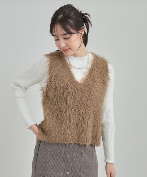 SHOO・LA・RUE / シューラルー その他トップス | 【S-LL/2点セット】着るだけでコーデが決まる フェザーベスト×リブニット | 詳細9